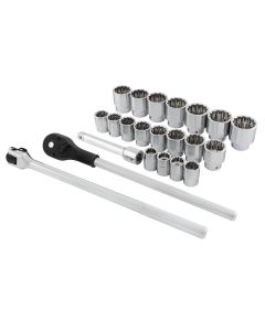 SUNSXC422 image(0) - SUNEX 3/4 Inch 22 Piece Chrome Socket  and Ratchet Set