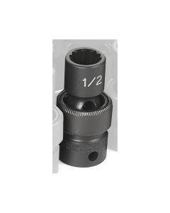 GRE1116U image(0) - Grey Pneumatic 3/8" Drive x 1/2" Standard Universal- 12 Point Socket - Black