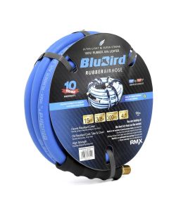 BLBBB3815 image(0) - BluBird EPDM Rubber Air Hose 3/8 inch Heavy Duty 300 PSI Male NPT Polyester Woven Lightest Strongest Flexible - !0 Feet