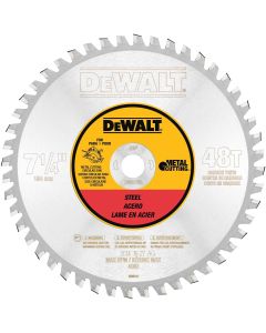 DWTDWA7766 image(0) - DEWALT 48 Teeth Ferrous Metal Cutting 5/8-Inch Arbor, 7-1/4-Inch
