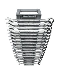 KDT85099 image(0) - GEARWRENCH 16 Piece 72-Tooth 12 Point XL Ratcheting Combination Metric Wrench Set