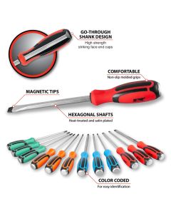 WLMW1741 image(0) - Wilmar Corp. / Performance Tool 12 Piece Go-Thru Screwdriver Set