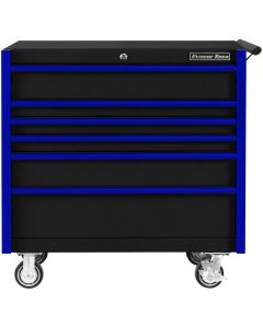 EXTDX412506RCBKBL image(0) - Extreme Tools DX Series 41in. W X 25”D 6 Drawer Roller Cabinet, 100 lbs Slides, Black with Blue Drawer Pulls