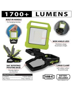 WLMW2235 image(0) - Wilmar Corp. / Performance Tool 1700+LM Li-ion Clamp Work Light