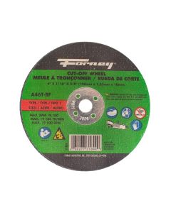 FOR71844 image(0) - Forney Industries Cut-Off Wheel, Metal, Type 1, 4 in x 1/16 in x 3/8 in