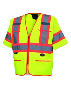 SRWV1023560U-XL image(0) - Pioneer Polyester Tricot Sleeved Safety Vest  - Color:  Hi-Vis Yellow/Green  - Size: XL