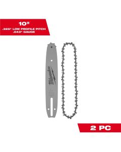 MLW49-16-2844 image(0) - Milwaukee Tool 10" .325" LOW PROFILE&trade; Pitch, .043" Gauge Saw Chain and Guide Bar Set