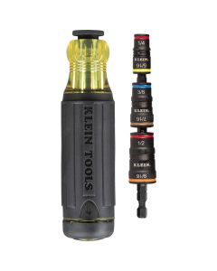 KLE32304 image(0) - Klein Tools 14-in-1 HVAC Adjustable-Length Impact Screwdriver with Flip Socket