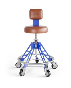 VYPESM-BR-BL-QH image(0) - Vyper Industrial 400 lb Capacity Elevated Steel Max Quick Height Shop Chair - Brown/Blue