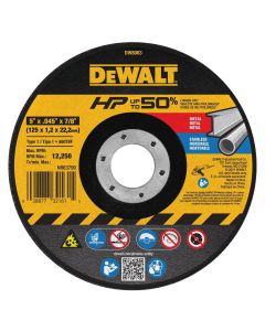 DWTDW8063 image(0) - DEWALT 5-Inch By .045-Inch By 7/8-Inch A60T Abrasive Metal/Inox Cutting Wheel