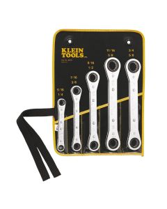 KLE68221 image(0) - Klein Tools Ratcheting Box Wrench Set, 5-Piece
