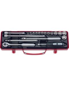 KKN3221M image(0) - Ko-ken USA 3221M 3/8 Sq. Dr. 18 Piece 12-Point Metric Socket set  6-22mm