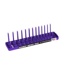 HNE1408 image(0) - Hansen Global 1/4 Inch Metric 2 Row Regular/Deep Socket Holder Tray - Purple