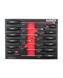 SUNSXCSDS12 image(0) - SUNEX Phillips and Slotted Magnetic 12 Piece Screwdriver Set in EVA Foam