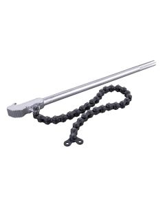 CAL87000 image(0) - Horizon Tool Use to loosen and or grip an array of round, square, or other multifaceted objects with a 24" heat-treated chain, 20" chrome-plated handle for extra leverage, and knurled handle for grip.