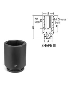 GRE4128D image(0) - Grey Pneumatic 1" Drive x 4" Deep Socket