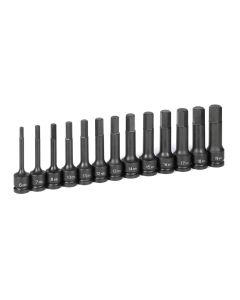 GRE1343MH image(0) - Grey Pneumatic 1/2" Drive 13 Pc. 4" Length  Metric Hex Driver Set