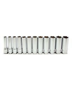 KKNRS4305M-10 image(0) - Ko-ken USA RS4305M/10 10 piece 1/2 Sq. Dr. 12 Point Deep Metric Socket Set