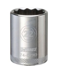 DWTDWMT74579OSP image(0) - DEWALT 1/2" 12 Pt Socket 22Mm