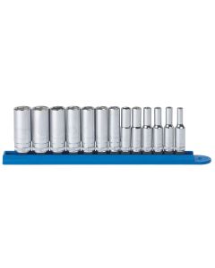 KDT80304 image(0) - GEARWRENCH 13 Piece 1/4 Inch Drive 6 Point Deep Metric Socket Set