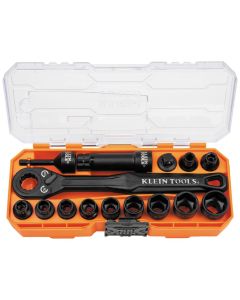 KLE65301ADP image(0) - Klein Tools KNECT&trade; (S) Pass Through Ratchet and 1/4-Inch Drive Socket Adapter Set