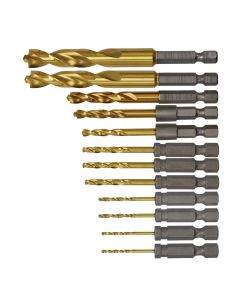 DWTDD5152 image(0) - DEWALT IMPACT READY 12 Pieces Titanium Nitride Coating Drill Bits