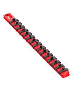 ERN8414 image(1) - Ernst Mfg. 13&rdquo; Socket Organizer with 15 Twist Lock Clips - Red - 1/4&rdquo;