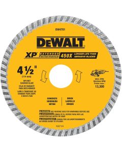 DEWALT Diamond Blade, Dry Or Wet Cutting, Continuous Rim, 7/8-Inch Arbor, 4-1/2-Inch