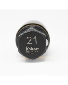 KKN280PM-21 image(0) - Ko-ken USA 280PM-21 21 Hex Drive Wheel Nut Adaptor Socket 21 mm Extra Thin Walled Length 55 mm Color coded Protector