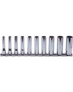 KKNRSAS2305A-10 image(0) - Ko-ken USA 1/4 Sq. Dr. Socket set 3/16-9/16 12 point 150mm Aerospace 10 pieces