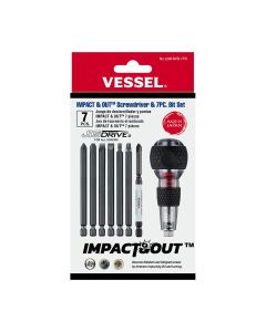 VES238HWB7PU image(1) - Vessel Tools Impact & Out Screwdriver & 7PC Bit Set
