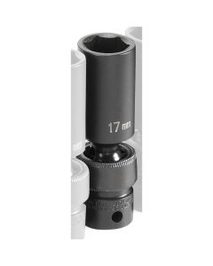 GRE1017UMD image(0) - Grey Pneumatic 3/8" Drive x 17mm Deep Universal Socket 6 Point - Black