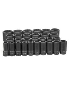GRE8129D image(0) - Grey Pneumatic 3/4" Dr. 29 Piece Deep Fractional Master Set - 12 Point