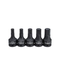 KDT84899-06 image(0) - GearWrench 5 Piece 3/4 Inch Drive SAE Impact Hex Bit Socket Set with Blow Mold Case