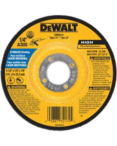 DWTDW8414 image(0) - DEWALT 4-1/2" X 1/4" X 7/8" Stainless Steel Grinding Wheel