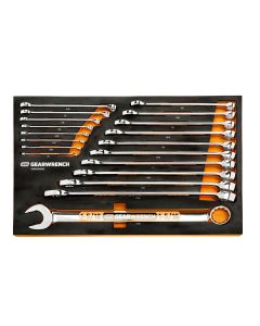 KDTGWMSSWHSAE image(0) - GEARWRENCH 19 Piece 12 Point SAE Hi-Viz Long Pattern Combination Wrench Set in Foam Storage Tray