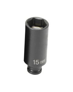 GRE915MDG image(0) - Grey Pneumatic 1/4" Drive x 15mm Magnetic Deep Socket