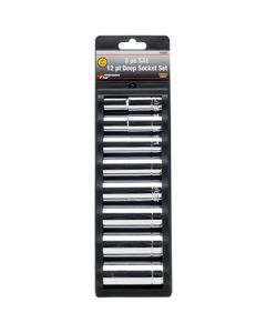 WLMW32600 image(0) - Wilmar Corp. / Performance Tool 8 Piece 1/2" Drive 12pt SAE Deep Socket Set