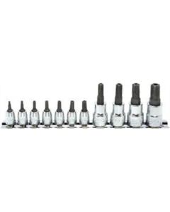 KKNRSX025-11-IPR image(0) - Ko-ken USA RSX025/11-IPR 1/4, 3/8 Square Drive 11 Piece Tamper-Resistant Torxplus Bit Socket Set 8IPR-55IPR