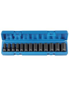 GRE1213MSD image(0) - Grey Pneumatic 3/8" Drive 13 Piece Semi-Deep Metric Set