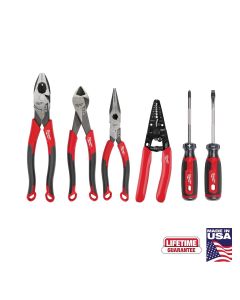 MLWMT550-6 image(0) - Milwaukee Tool 6 PC. Comfort Grip Cutting Pliers, Wire Stripper, & Cushion Grip Screwdrivers Set (USA)