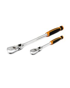 KDT81275T image(1) - GearWrench 2 Piece 1/4 Inch & 3/8 Inch Drive 90-Tooth Dual Material Locking Flex Head Teardrop Ratchet Set