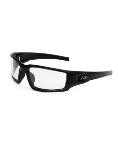 Uvex Hypershock Safety Glasses, Black Frame with Clear Lens, HydroShield Anti-Fog Coating - S2940HS