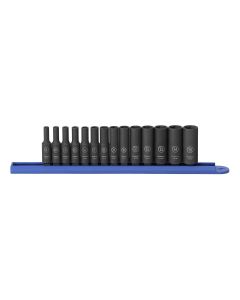 KDT84909 image(0) - GearWrench 14 Piece 1/4 Inch Drive 6 Point Deep Impact Metric Socket Set