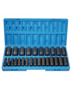 GRE1726MD image(0) - Grey Pneumatic 1/2" Drive 26 Piece Deep Length Metric Set - 12 Point