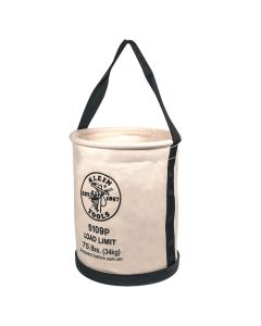 Klein Tools Canvas Bucket, Straight Wall with Swivel Snap and Drain Holes, 12-Inch