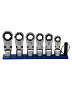 VIMNORA150 image(0) - VIM Tools 6 Piece 12 Point Offset, Flex Head Ratcheting Wrench Attachments (8 - 13 mm)