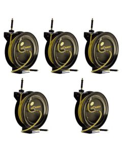 BLBOSR3875-PK5 image(0) - BluBird OilShield OSR3875  3/8 Inch Heavy Duty Steel 300 PSI Oil Resistant 75 Foot Retractable Air Hose Reel - 5 Pack