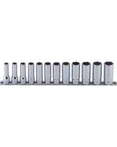 KKNRS3310M-12 image(0) - Ko-ken USA RS3310M/12 12 Piece 3/8 Sq. Dr. Surface Drive, Deep, 6 Point, Metric, Chrome Socket Set