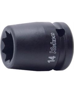 KKN14415M-28 image(0) - Ko-ken USA 14415M-28 1/2 Sq. Dr. Socket 28mm Double Square Length 46mm